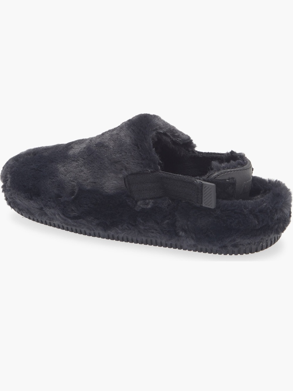 NWOB Nike Black Calm Faux Fur Mule, Size 9
